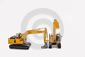 Yellow  Excavator loaders   isolated on  a white background