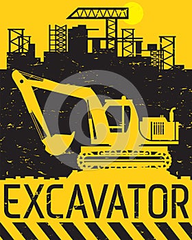 Yellow excavator work on construction site