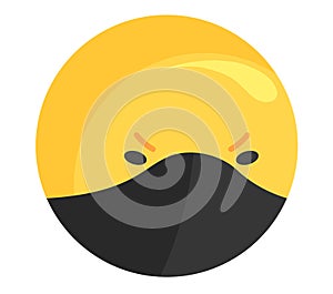 Yellow face with black mask showing frustrated or sick expression. Emoji with a mask during pandemic vector illustration