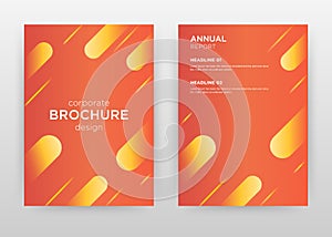 Yellow falling lines on red design for annual report, brochure, flyer, poster. Red abstract background vector illustration for