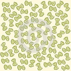 Yellow farfalle pattern Italian pasta. Vector