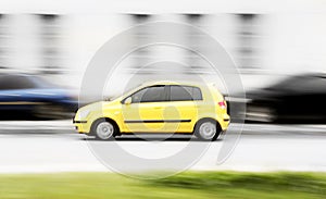 Yellow fast car
