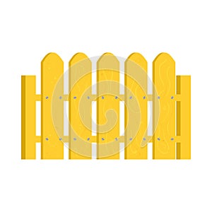 Yellow fence icon in cartoon style