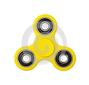 Yellow Fidget Spinner on white background