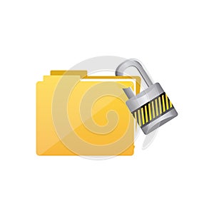 yellow file and close lock icon