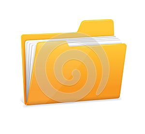 Yellow file folder with documents photo