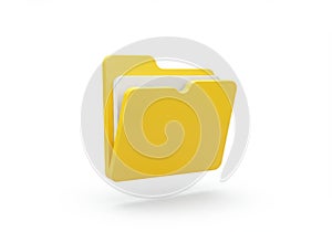 Yellow file folder with documents isolated on white background