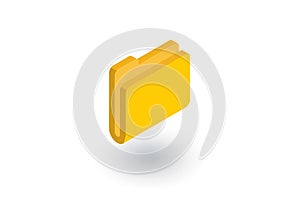 Yellow file folder isometric flat icon. 3d vector