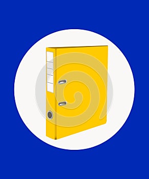 Yellow file Folder. ring binders . icon with yellow folder