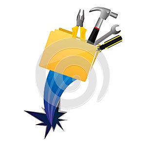 yellow file with tools and hole icon