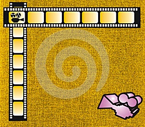 Yellow film strip and pink camera