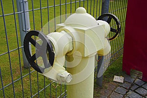Closeup of yellow fire hydrant