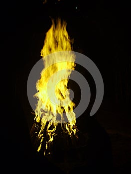 Yellow Firecamp In The Dark