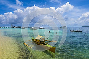 Yellow Fishing Boat in Island Harbor