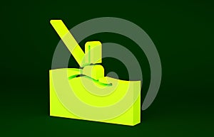 Yellow Fishing float in water icon isolated on green background. Fishing tackle. Minimalism concept. 3d illustration 3D