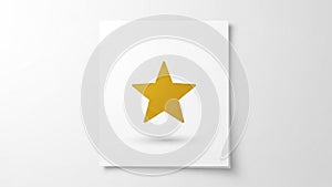 A yellow five-pointed star is centered on a white square canvas. The star casts a subtle shadow on