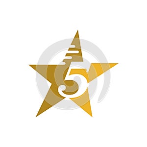 yellow 5 five star logo design vector illustrations
