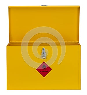 Yellow flammable safety locker photo