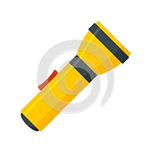 Yellow flashlight icon, flat style