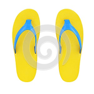 Yellow Flip Flops Sandals. 3d Rendering