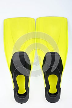 Yellow flippers for diving