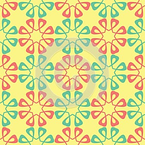 Yellow floral seamless pattern. Colored background with pink and green flower design