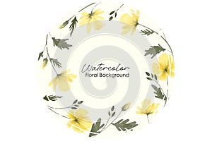 Yellow flower frame background watercolor