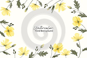 Yellow flower frame background watercolor