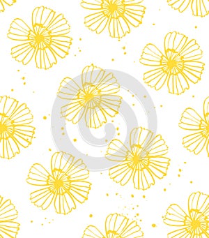 Yellow flower pattern vector seamless