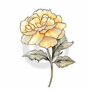 Yellow Flower Watercolor Illustration: Baroque-inspired Chiaroscuro Art