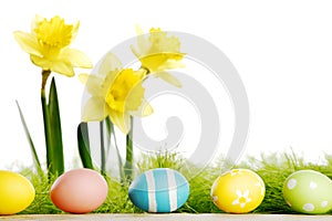 Yellow Flowers and easter eggs