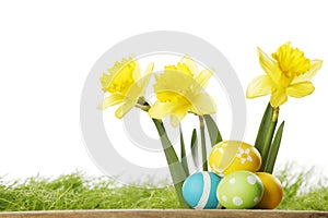 Yellow Flowers and easter eggs