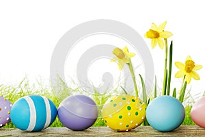 Yellow Flowers and easter eggs