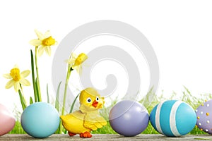 Yellow Flowers and easter eggs