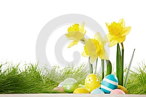 Yellow Flowers and easter eggs