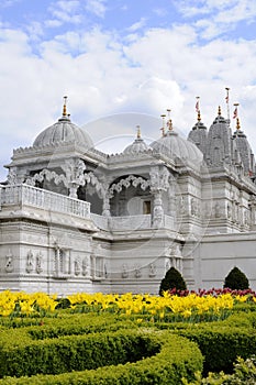 Yellow flowers of indian temple from London UK