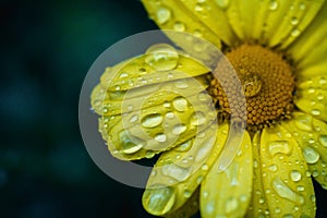 Yellow flowers with rain drops.