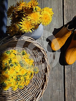 Yellow flowers and rubber boots
