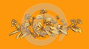 Yellow flowers, sitting on an orange background. There are several different types of flowers in vase, including some