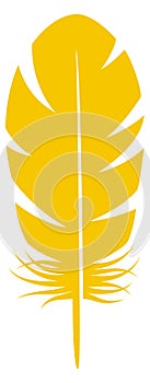 Yellow fluffy feather icon. Lightweight bird element