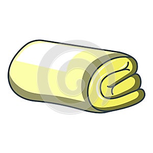 Yellow folded towel icon, cartoon style