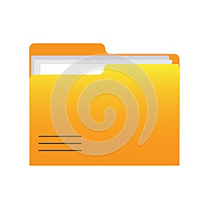 Yellow folder files. Document symbol. Computer interface. Vector illustration.