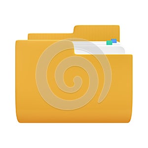 Yellow Folder Icon with Clipping Path, 3d rendering