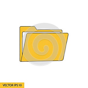 Yellow Folder Icon, Document Storage and Organization Symbol, Digital File, vector design Generative AI