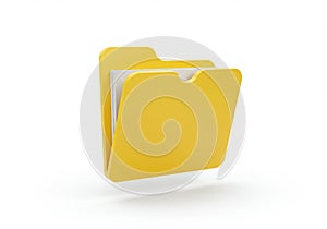 Yellow folder icon with documents isolated on white background