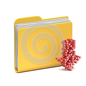 Yellow folder icon Download arrow 3D