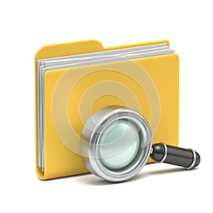 Yellow folder icon Search concept 3D