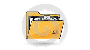 Button image symbol and document icon. The illustration style is flat and