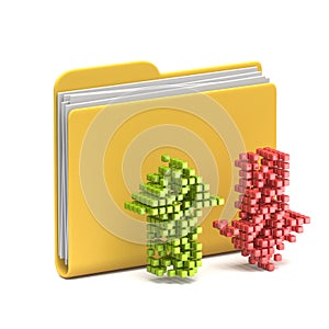 Yellow folder icon Upload and download arrow 3D