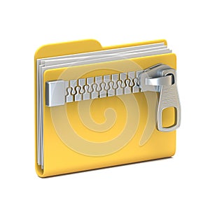 Yellow folder icon Zipper 3D